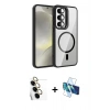 MARSİLYAN™- Galaxy S24 FE Kılıf Yadigar Asil Koleksiyonu - Siyah 3D Antistatik Seramik Nano Ekran Koruyucu + Raze Metal Kamera Lens - SI