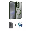 MARSİLYAN™- Galaxy S24 FE Kılıf Yadigar Asil Koleksiyonu - Siyah 3D Antistatik Seramik Nano Ekran Koruyucu + Raze Metal Kamera Lens - SH
