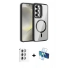 MARSİLYAN™- Galaxy S24 FE Kılıf Yadigar Asil Koleksiyonu - Siyah 3D Antistatik Seramik Nano Ekran Koruyucu + Raze Metal Kamera Lens - GI