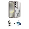 MARSİLYAN™- Galaxy S24 FE Kılıf Yadigar Asil Koleksiyonu - Siyah 3D Antistatik Seramik Nano Ekran Koruyucu + Raze Metal Kamera Lens - SI