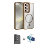 MARSİLYAN™- Galaxy S24 FE Kılıf Yadigar Asil Koleksiyonu - Siyah 3D Antistatik Seramik Nano Ekran Koruyucu + Raze Metal Kamera Lens - SH