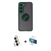 MARSİLYAN™- Galaxy S24 FE Kılıf Yörünge Çizgi - Siyah 3D Antistatik Seramik Nano Ekran Koruyucu + Raze Metal Kamera Lens - SI