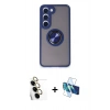 MARSİLYAN™- Galaxy S24 FE Kılıf Yörünge Çizgi - Siyah 3D Antistatik Seramik Nano Ekran Koruyucu + Raze Metal Kamera Lens - SI