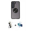MARSİLYAN™- Galaxy S24 FE Kılıf Yörünge Çizgi - Siyah 3D Antistatik Seramik Nano Ekran Koruyucu + Raze Metal Kamera Lens - SI