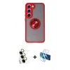 MARSİLYAN™- Galaxy S24 FE Kılıf Yörünge Çizgi - Siyah 3D Antistatik Seramik Nano Ekran Koruyucu + Raze Metal Kamera Lens - SI