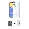 MARSİLYAN™- Galaxy S24 FE Kılıf Yörünge Form - Şeffaf Pasifik Cam Ekran Koruyucu + Raze Metal Kamera Lens - SH