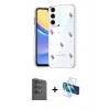 MARSİLYAN™- Galaxy S24 FE Kılıf Yörünge Form - Siyah 3D Antistatik Seramik Nano Ekran Koruyucu + Raze Metal Kamera Lens - SH