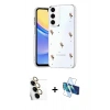 MARSİLYAN™- Galaxy S24 FE Kılıf Yörünge Form - Siyah 3D Antistatik Seramik Nano Ekran Koruyucu + Raze Metal Kamera Lens - SI