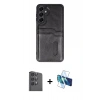 MARSİLYAN™- Galaxy S24 FE Kılıf Yörünge Işık Serisi - Siyah 3D Antistatik Seramik Nano Ekran Koruyucu + Raze Metal Kamera Lens - SH