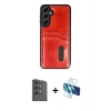 MARSİLYAN™- Galaxy S24 FE Kılıf Yörünge Işık Serisi - Siyah 3D Antistatik Seramik Nano Ekran Koruyucu + Raze Metal Kamera Lens - SH