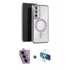 MARSİLYAN™- Galaxy S24 FE Kılıf Zirve Doku Prime - Siyah 3D Antistatik Seramik Nano Ekran Koruyucu + Raze Metal Kamera Lens - MR