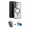 MARSİLYAN™- Galaxy S24 FE Kılıf Zirve Doku Prime - Siyah 3D Antistatik Seramik Nano Ekran Koruyucu + Raze Metal Kamera Lens - MR