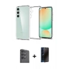 MARSİLYAN™- Galaxy S24 FE Kılıf Zirve Doku - Siyah 3D Antistatik Hayalet Cam Ekran Koruyucu + Raze Metal Kamera Lens - SH