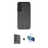 MARSİLYAN™- Galaxy S24 FE Kılıf Zirve Yansıma Serisi - Siyah 3D Antistatik Cam Ekran Koruyucu + Raze Metal Kamera Lens - SH