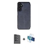 MARSİLYAN™- Galaxy S24 FE Kılıf Zirve Yansıma Serisi - Siyah 3D Antistatik Cam Ekran Koruyucu + Raze Metal Kamera Lens - SH