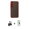 MARSİLYAN™- Galaxy S24 Kılıf Ahenk Çizgi Serisi - Şeffaf Pasifik Cam Ekran Koruyucu + PVD Metal Kamera Lens - DNMR