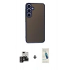 MARSİLYAN™- Galaxy S24 Kılıf Ahenk Çizgi Serisi - Şeffaf Pasifik Cam Ekran Koruyucu + PVD Metal Kamera Lens - DNMR