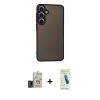 MARSİLYAN™- Galaxy S24 Kılıf Ahenk Çizgi Serisi - Şeffaf Pasifik Cam Ekran Koruyucu + Bilvis Titan Kamera Lens - TMGI