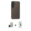MARSİLYAN™- Galaxy S24 Kılıf Ahenk Çizgi Serisi - Şeffaf Pasifik Cam Ekran Koruyucu + Bilvis Titan Kamera Lens - TMGI