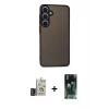 MARSİLYAN™- Galaxy S24 Kılıf Ahenk Çizgi Serisi - Siyah 360 Mat Full Body Arka Koruyucu + Bilvis Titan Kamera Lens - DNMR