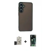 MARSİLYAN™- Galaxy S24 Kılıf Ahenk Çizgi Serisi - Siyah 360 Mat Full Body Arka Koruyucu + Bilvis Titan Kamera Lens - SH