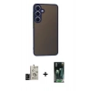 MARSİLYAN™- Galaxy S24 Kılıf Ahenk Çizgi Serisi - Siyah 360 Mat Full Body Arka Koruyucu + Bilvis Titan Kamera Lens - SH
