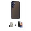 MARSİLYAN™- Galaxy S24 Kılıf Ahenk Çizgi Serisi - Siyah 3D Antistatik Mat Seramik Nano Ekran Koruyucu + Bilvis Titan Kamera Lens - TMGI