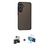 MARSİLYAN™- Galaxy S24 Kılıf Ahenk Çizgi Serisi - Siyah 3D Antistatik Seramik Nano Ekran Koruyucu + PVD Metal Kamera Lens - DNMR