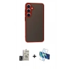 MARSİLYAN™- Galaxy S24 Kılıf Ahenk Çizgi Serisi - Siyah 3D Antistatik Seramik Nano Ekran Koruyucu + Bilvis Titan Kamera Lens - DNMR