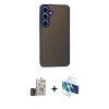 MARSİLYAN™- Galaxy S24 Kılıf Ahenk Çizgi Serisi - Siyah 3D Antistatik Seramik Nano Ekran Koruyucu + Bilvis Titan Kamera Lens - DNMR