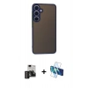 MARSİLYAN™- Galaxy S24 Kılıf Ahenk Çizgi Serisi - Siyah 3D Antistatik Seramik Nano Ekran Koruyucu + PVD Metal Kamera Lens - DNMR