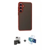 MARSİLYAN™- Galaxy S24 Kılıf Ahenk Çizgi Serisi - Siyah 3D Antistatik Seramik Nano Ekran Koruyucu + PVD Metal Kamera Lens - GD