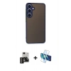 MARSİLYAN™- Galaxy S24 Kılıf Ahenk Çizgi Serisi - Siyah 3D Antistatik Seramik Nano Ekran Koruyucu + PVD Metal Kamera Lens - GD