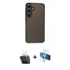 MARSİLYAN™- Galaxy S24 Kılıf Ahenk Çizgi Serisi - Siyah 3D Antistatik Seramik Nano Ekran Koruyucu + Kamera Lens Koruma Cam - SF