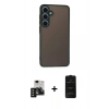 MARSİLYAN™- Galaxy S24 Kılıf Ahenk Çizgi Serisi - Siyah 6D Antistatik Mat Seramik Hayalet Nano Ekran Koruyucu + PVD Metal Kamera Lens - SH