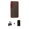 MARSİLYAN™- Galaxy S24 Kılıf Ahenk Çizgi Serisi - Siyah 6D Antistatik Mat Seramik Hayalet Nano Ekran Koruyucu + PVD Metal Kamera Lens - SH