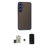 MARSİLYAN™- Galaxy S24 Kılıf Ahenk Çizgi Serisi - Siyah 6D Antistatik Mat Seramik Hayalet Nano Ekran Koruyucu + Bilvis Titan Kamera Lens - DNMR