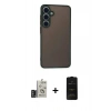 MARSİLYAN™- Galaxy S24 Kılıf Ahenk Çizgi Serisi - Siyah 6D Antistatik Mat Seramik Hayalet Nano Ekran Koruyucu + Bilvis Titan Kamera Lens - DNMR