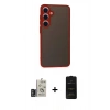 MARSİLYAN™- Galaxy S24 Kılıf Ahenk Çizgi Serisi - Siyah 6D Antistatik Mat Seramik Hayalet Nano Ekran Koruyucu + Bilvis Titan Kamera Lens - DNMR