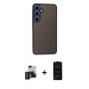 MARSİLYAN™- Galaxy S24 Kılıf Ahenk Çizgi Serisi - Siyah 6D Antistatik Mat Seramik Hayalet Nano Ekran Koruyucu + PVD Metal Kamera Lens - SH