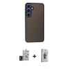 MARSİLYAN™- Galaxy S24 Kılıf Ahenk Çizgi Serisi - Siyah Bilvis 3D Cam Ekran Koruyucu + Bilvis Titan Kamera Lens - DNMR