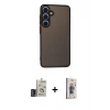 MARSİLYAN™- Galaxy S24 Kılıf Ahenk Çizgi Serisi - Siyah Bilvis 3D Cam Ekran Koruyucu + Bilvis Titan Kamera Lens - DNMR