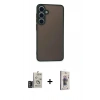 MARSİLYAN™- Galaxy S24 Kılıf Ahenk Çizgi Serisi - Siyah Bilvis 3D Cam Ekran Koruyucu + Bilvis Titan Kamera Lens - DNMR