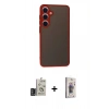 MARSİLYAN™- Galaxy S24 Kılıf Ahenk Çizgi Serisi - Siyah Bilvis 3D Cam Ekran Koruyucu + Bilvis Titan Kamera Lens - DNMR