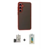 MARSİLYAN™- Galaxy S24 Kılıf Ahenk Çizgi Serisi - Siyah Polymer Nano Ekran Koruyucu + Bilvis Titan Kamera Lens - GD