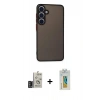 MARSİLYAN™- Galaxy S24 Kılıf Ahenk Çizgi Serisi - Siyah Polymer Nano Ekran Koruyucu + Bilvis Titan Kamera Lens - DNMR