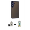 MARSİLYAN™- Galaxy S24 Kılıf Ahenk Çizgi Serisi - Siyah Polymer Nano Ekran Koruyucu + Bilvis Titan Kamera Lens - DNMR