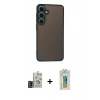 MARSİLYAN™- Galaxy S24 Kılıf Ahenk Çizgi Serisi - Siyah Polymer Nano Ekran Koruyucu + Bilvis Titan Kamera Lens - DNMR