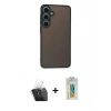 MARSİLYAN™- Galaxy S24 Kılıf Ahenk Çizgi Serisi - Siyah Polymer Nano Ekran Koruyucu + Kamera Lens Koruma Cam - SF