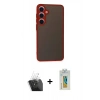 MARSİLYAN™- Galaxy S24 Kılıf Ahenk Çizgi Serisi - Siyah Polymer Nano Ekran Koruyucu + Kamera Lens Koruma Cam - SF